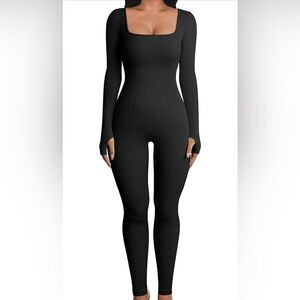 Simple black long sleeve jumpsuit
